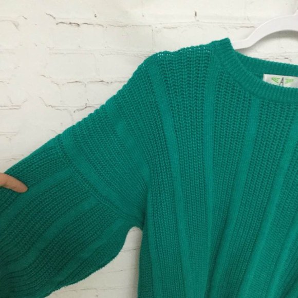 Vintage 90s Men's Sweater Knit American Weekend Teal Green Size XL - Picture 4 of 12